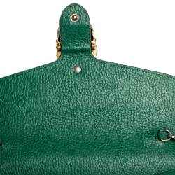 Pre Owned Gucci Green Leather Dionysus Wallet On Chain