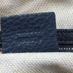 Pre Owned حقيبة يد توتس غوتشي سوهو جلد محبب أزرق كحلي متوسطة 