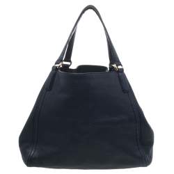 Pre Owned حقيبة يد توتس غوتشي سوهو جلد محبب أزرق كحلي متوسطة 