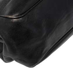 مملوكة مسبقًا Gucci Black Denim and Leather Vintage Slide Frame Shoulder Bag