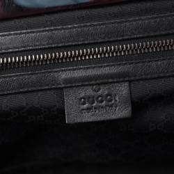 مملوكة مسبقًا Gucci Black Denim and Leather Vintage Slide Frame Shoulder Bag