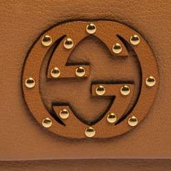 Gucci Tan Leather Interlocking G Studded French Wallet