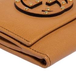Gucci Tan Leather Interlocking G Studded French Wallet