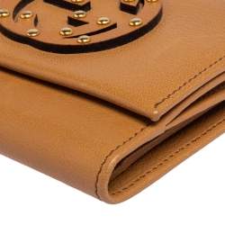 Gucci Tan Leather Interlocking G Studded French Wallet