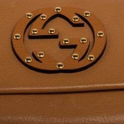 Gucci Tan Leather Interlocking G Studded French Wallet