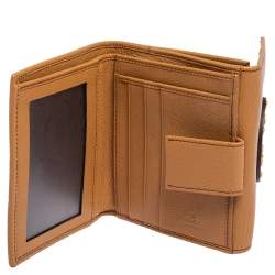 Gucci Tan Leather Interlocking G Studded French Wallet