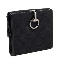 مملوكة مسبقًا Gucci Black GG Canvas Horsebit Clasp Wallet