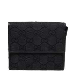 مملوكة مسبقًا Gucci Black GG Canvas Horsebit Clasp Wallet