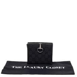 مملوكة مسبقًا Gucci Black GG Canvas Horsebit Clasp Wallet