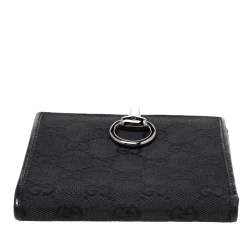 مملوكة مسبقًا Gucci Black GG Canvas Horsebit Clasp Wallet