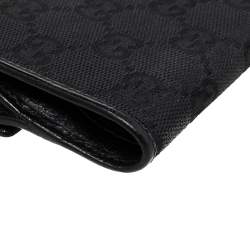 مملوكة مسبقًا Gucci Black GG Canvas Horsebit Clasp Wallet