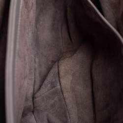 مملوكة مسبقًا حقيبة غوتشي ليدي لوك بامبو جلد رصاصي كبيرة بيد علوية