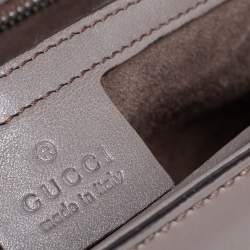 مملوكة مسبقًا حقيبة غوتشي ليدي لوك بامبو جلد رصاصي كبيرة بيد علوية