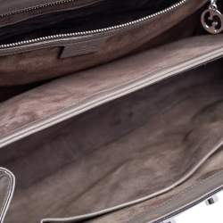 مملوكة مسبقًا حقيبة غوتشي ليدي لوك بامبو جلد رصاصي كبيرة بيد علوية