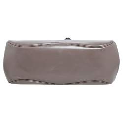 مملوكة مسبقًا حقيبة غوتشي ليدي لوك بامبو جلد رصاصي كبيرة بيد علوية