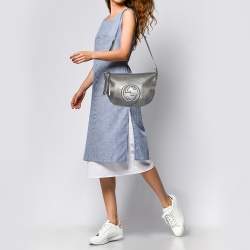 Pre Owned Gucci Metallic Grey Leather Soho Small Messenger Bag