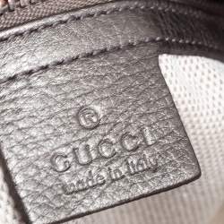 Pre Owned Gucci Metallic Grey Leather Soho Small Messenger Bag