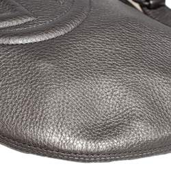 Pre Owned Gucci Metallic Grey Leather Soho Small Messenger Bag