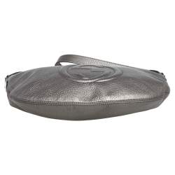 Pre Owned Gucci Metallic Grey Leather Soho Small Messenger Bag