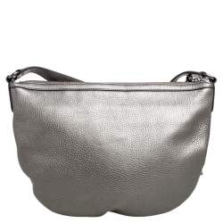 Pre Owned Gucci Metallic Grey Leather Soho Small Messenger Bag