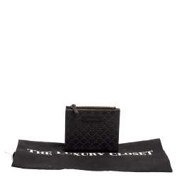 مملوكة مسبقًا محفظة غوتشي جلد ميكروغوتشيسيما أسود ثنائية الطي 