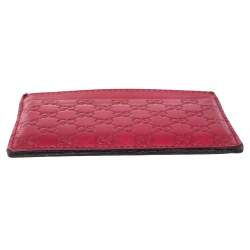 Pre Owned Gucci Red Guccissima Leather Card Holder