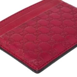 Pre Owned Gucci Red Guccissima Leather Card Holder