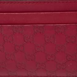 Pre Owned Gucci Red Guccissima Leather Card Holder
