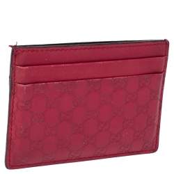 Pre Owned Gucci Red Guccissima Leather Card Holder
