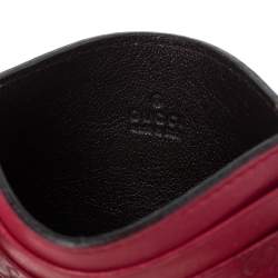 Pre Owned Gucci Red Guccissima Leather Card Holder