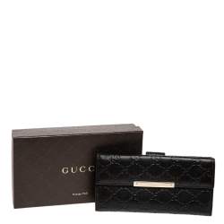 Pre Owned محفظة غوتشي كونتينينتال جلد غوتشيسيما بني ثنائية الطيه