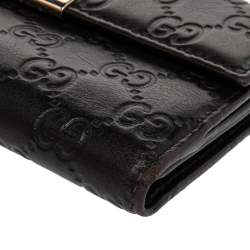 Pre Owned محفظة غوتشي كونتينينتال جلد غوتشيسيما بني ثنائية الطيه