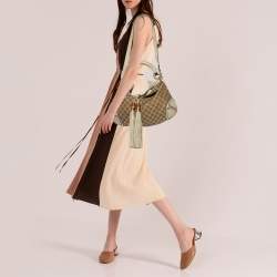 Pre Owned Gucci Beige/Brown GG Canvas and Leather Medium Babouska Indy Hobo