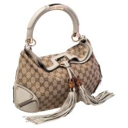 Pre Owned Gucci Beige/Brown GG Canvas and Leather Medium Babouska Indy Hobo