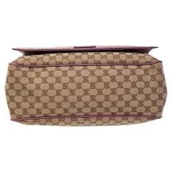 Pre Owned Gucci Beige/Pink GG Canvas and Leather Messenger Diaper Bag