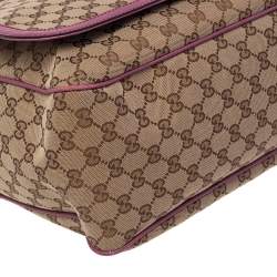 Pre Owned Gucci Beige/Pink GG Canvas and Leather Messenger Diaper Bag