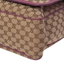 Pre Owned Gucci Beige/Pink GG Canvas and Leather Messenger Diaper Bag