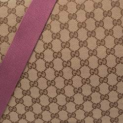 Pre Owned Gucci Beige/Pink GG Canvas and Leather Messenger Diaper Bag