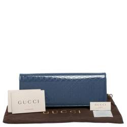 Gucci Blue Micro Guccissima Patent Leather Broadway Clutch