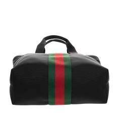 Pre Owned Gucci Black Canvas Web Detail Tote
