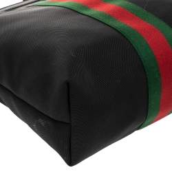 Pre Owned Gucci Black Canvas Web Detail Tote