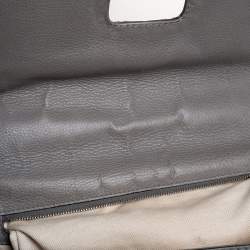 Pre Owned Gucci Grey Leather Large New Bamboo Tassel Top Handle Bag