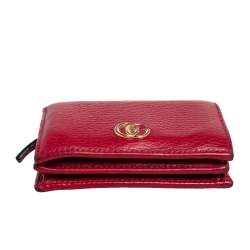 Gucci Red Leather GG Marmont Compact Folded Wallet