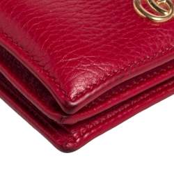Gucci Red Leather GG Marmont Compact Folded Wallet