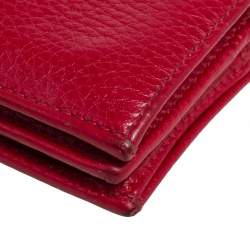 Gucci Red Leather GG Marmont Compact Folded Wallet