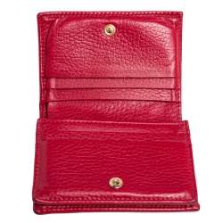 Gucci Red Leather GG Marmont Compact Folded Wallet