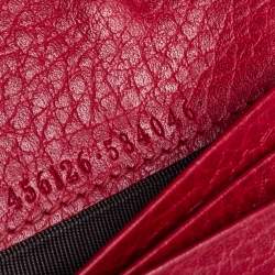 Gucci Red Leather GG Marmont Compact Folded Wallet