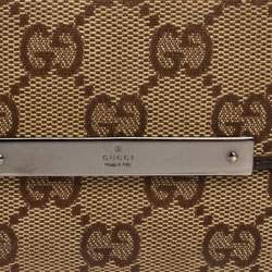 مملوكة مسبقًا محفظة غوتشي قلاب فرنش جلد وكانفاس جي جي عاجي/ بيج