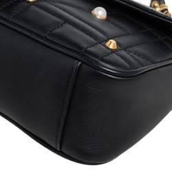 مملوكة مسبقًا حقيبة كتف غوتشي مارمونت  GG جلد ماتيلاس أسود مزين باللؤلؤ 