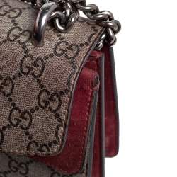 Pre Owned Gucci Beige GG Supreme Canvas and Suede Small Dionysus Shoulder Bag